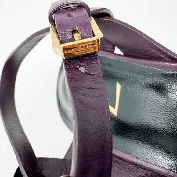 Saint Laurent YSL Tribute 135 Plum Purple Platform Strap Heels Sandals size 40 - Picture 12 of 15